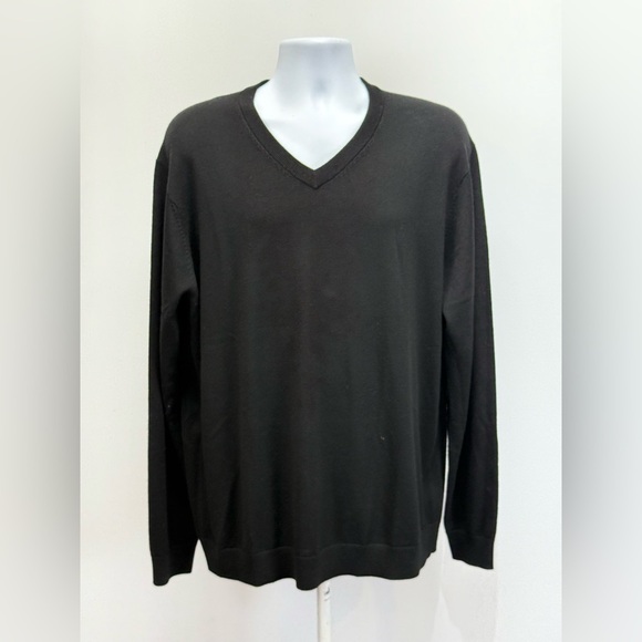 HART SCHAFFNER-MARX  Men's black extra fine Merino wool V-Neck Sweater size XLT - Picture 4 of 12